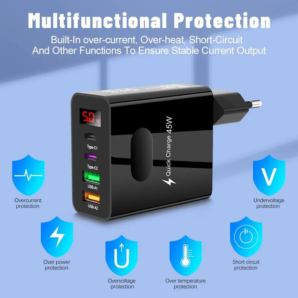 Muvit Super Fast 45W Output USB & Type-C Dual Output Super Fast Charger