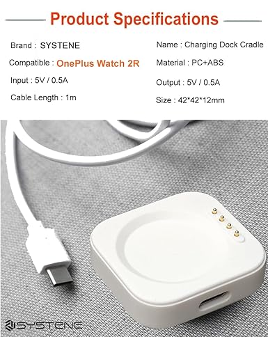 Muvit Smartwatch Magnetic Fast Charger Compatible with OnePlus Watch