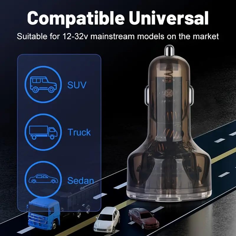 Muvit 65W Car Charger 5 Ports (4 USB + 1 Type-C) Fast Charger