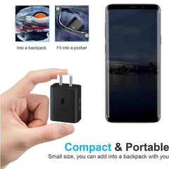 Muvit 25W Type-C Fast Charger Adapter Compatible with Samsung Galaxy S25,S24, S23,S22,S21,S20/Ultra/Fe, A55, M35, M15, M56, M05, M06, A15, A14, A35, F15, F14, F34,S/F/M/A/Z Series-BLACK