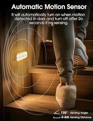 Muvit LED Motion Sensor Night Light, USB Rechargeable, Adjustable Brightness, Stick-on Foot Light with Automatic On/Off, No Construction Required, Indoor Use, Motion Detection Sensor-Pack of 2