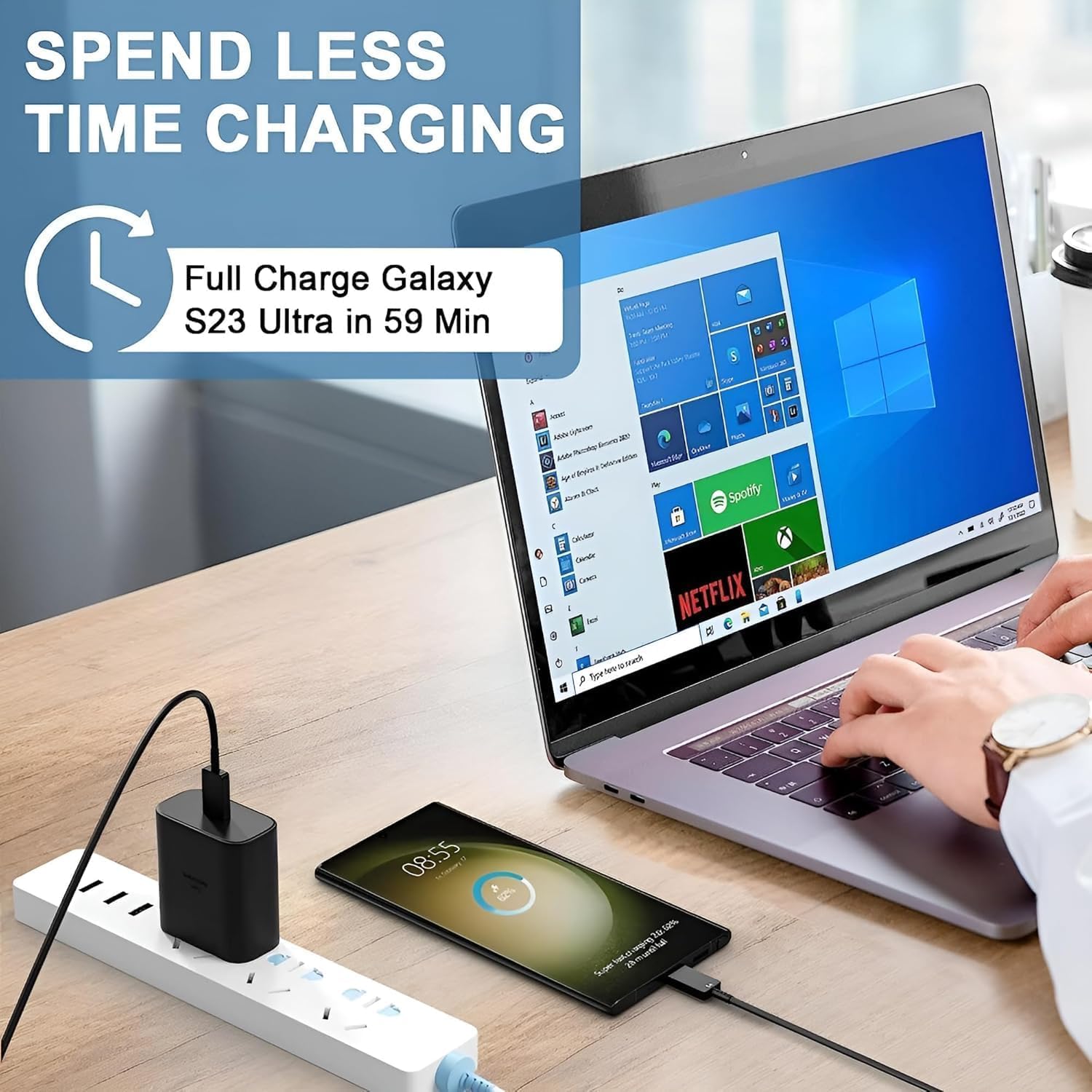 Muvit 25W Type-C Fast Charger Adapter for Samsung Galaxy | USB-C Super Fast Charging PD Adapter | Black