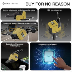 Muvit 120W Retractable Car Charger 4-in-1 Super Fast Charging Adapter (Yellow)