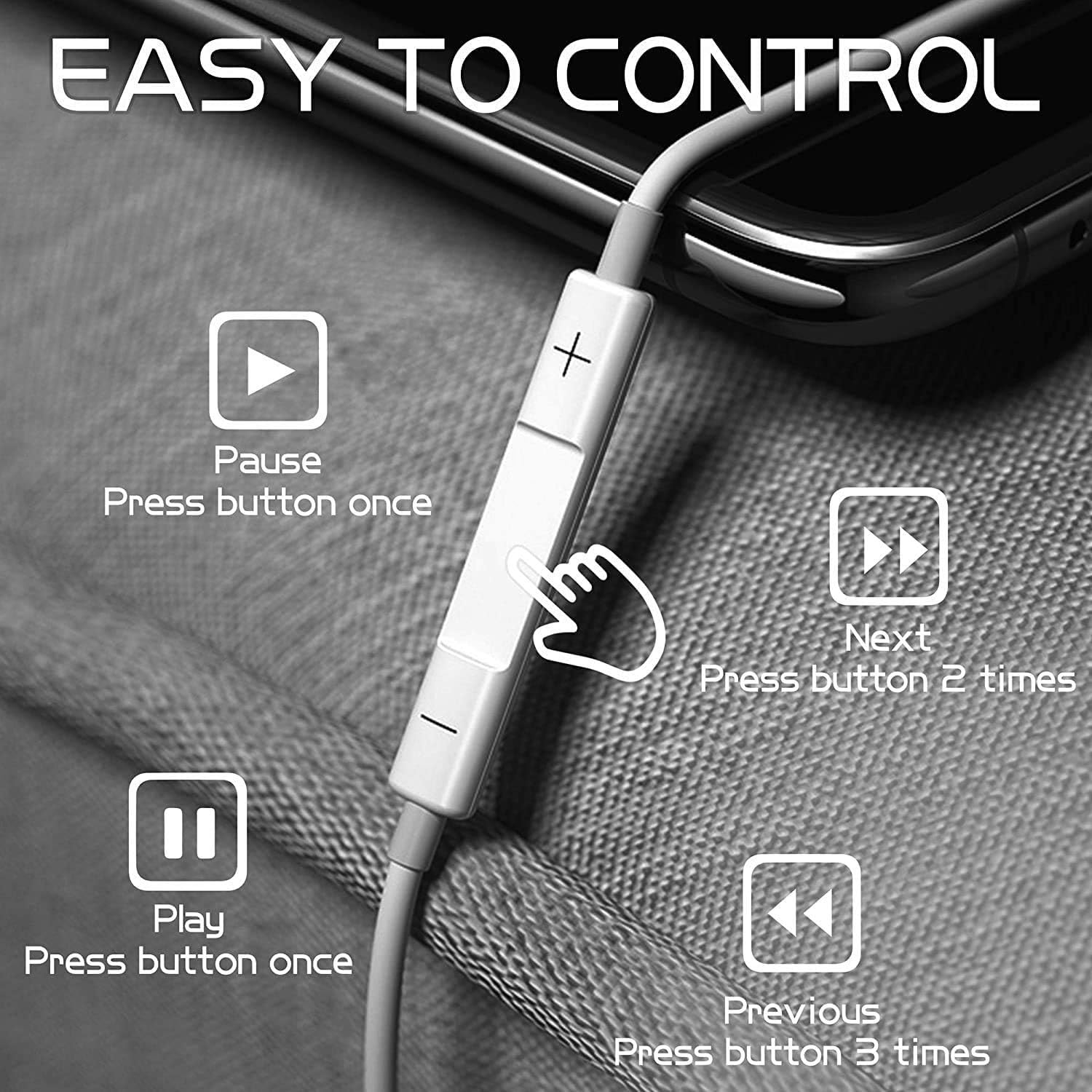 Muvit Type C Earphone Wired Type-C in Ear Earbuds Only Compatible for iPhone 16/15/15 Plus/15 Pro/15 Pro Max Wired Earphones Noise Isolation Deep Bass Stereo Sound Headset with Mic Earphone(USB C)
