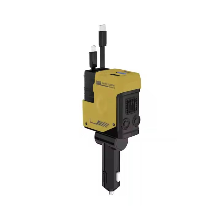 Muvit 120W Retractable Car Charger 4-in-1 | Fast Charging Car Adapter with Dual Retractable Cables