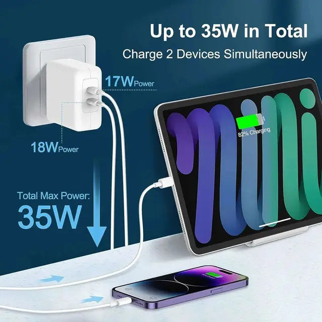 Muvit 35W Dual USB C Port Power Adapter for iPhone