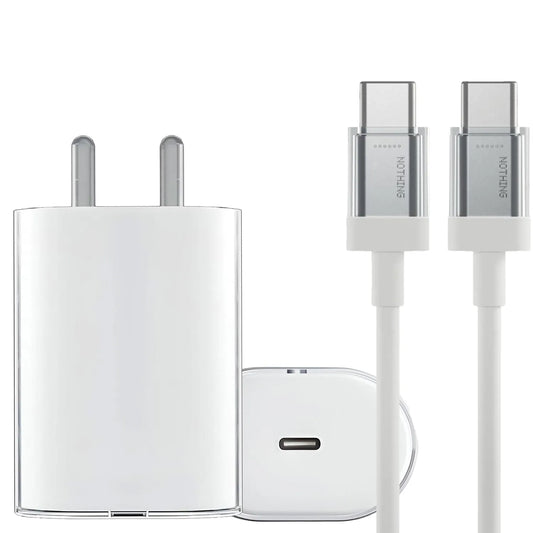 Muvit 45W Charger USB Type C To C Adapter With Nothing Cable Comaptible With CMF Phone/Nothing Phone 1/ Nothing Phone 2/ Nothing Phone2A/ Nothing Phone2A Plus/ Nothing Phone 3,Support [ PD, PPS], White