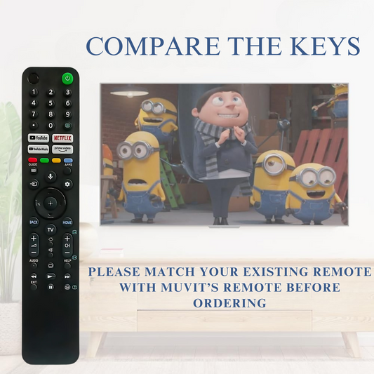 Muvit Compatible with Sony bravia Smart Tv Remote –with Voice -Hot Keys Netflix,Prime Videos, YouTube Music and YouTube Use for LCD LED OLED QLED UHD 4K Android (RMF-TX Series)