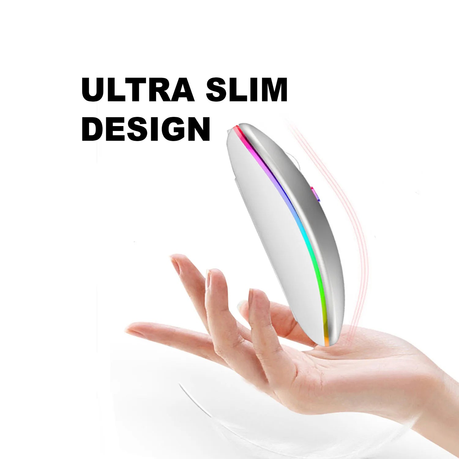 Muvit RGB Ultra Slim Wireless Rechargeable Mouse (Sliver)