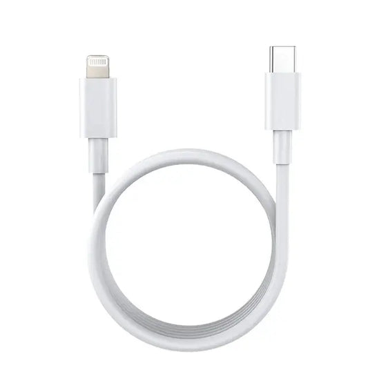 Muvit Type C to Lightning data cable for Apple devices, featuring a sleek white design with durable connectors for fast charging and data transfer.