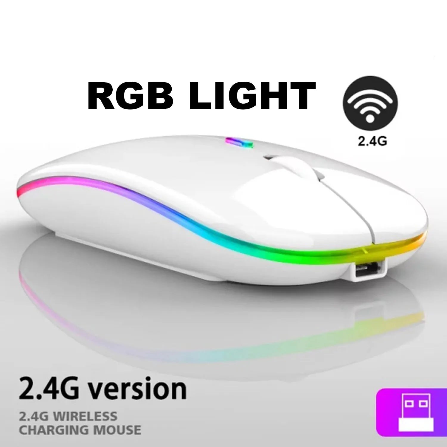 Muvit RGB Ultra Slim Wireless Rechargeable Mouse (White Color)