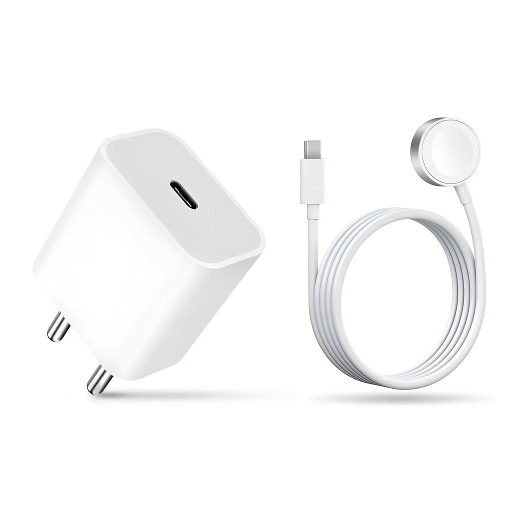 Muvit 20W USB-C Adapter with iWatch Charging Cable | Fast Charging Combo for Apple Devices