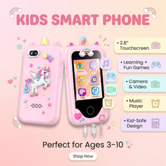 Kids Smartphone Toy (Pink) – 2.8" Touchscreen, Dual Camera, 13 Games, Learning Phone with Music, Alarm & 8GB Card for Boys & Girls (Age 3–10)