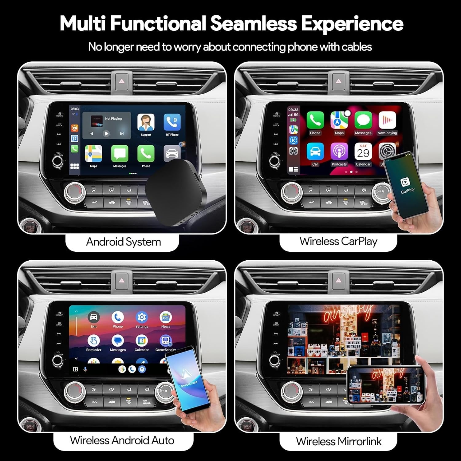 Muvit CarPlay & Android Auto Adapter | Smart AI Box for Seamless Wireless Connect, All OTT Streaming, Voice, Navigation & Music | Plug & Play Dongle Ultimate Wireless Drive Experience