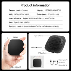 Muvit CarPlay & Android Auto Adapter | Smart AI Box for Seamless Wireless Connect, All OTT Streaming, Voice, Navigation & Music | Plug & Play Dongle Ultimate Wireless Drive Experience