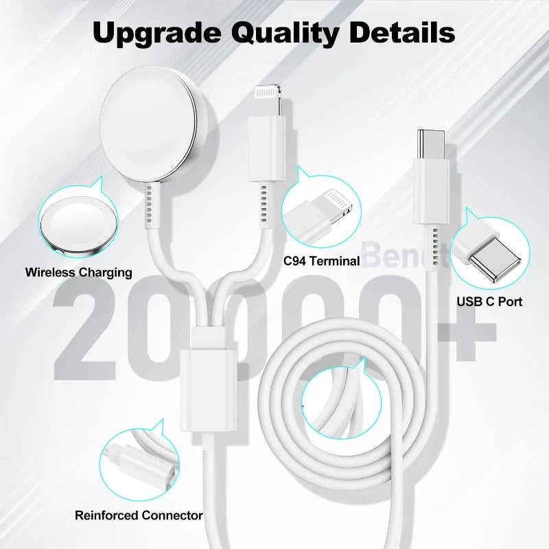 Muvit 2-in-1 Magnetic iWatch & iPhone Charger Cable | USB-C Fast Charging Cable
