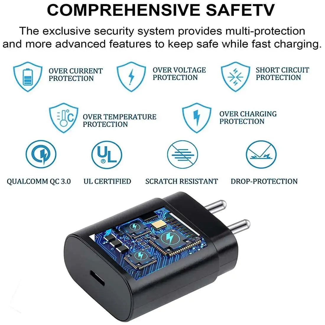 Compact and lightweight USB C charger for travel