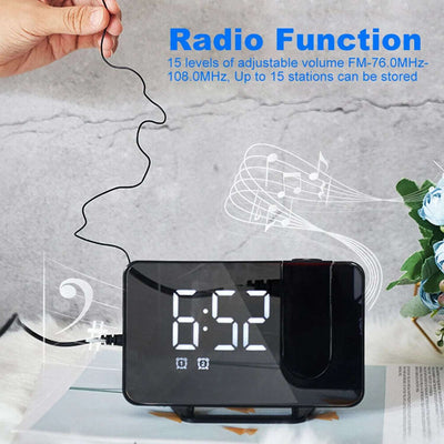 Muvit Digital LED Projection Alarm Clock With FM Radio