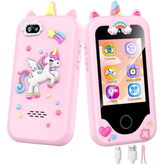 Kids Smartphone Toy (Pink) – 2.8" Touchscreen, Dual Camera, 13 Games, Learning Phone with Music, Alarm & 8GB Card for Boys & Girls (Age 3–10)