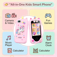 Kids Smartphone Toy (Pink) – 2.8" Touchscreen, Dual Camera, 13 Games, Learning Phone with Music, Alarm & 8GB Card for Boys & Girls (Age 3–10)