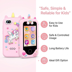 Kids Smartphone Toy (Pink) – 2.8" Touchscreen, Dual Camera, 13 Games, Learning Phone with Music, Alarm & 8GB Card for Boys & Girls (Age 3–10)