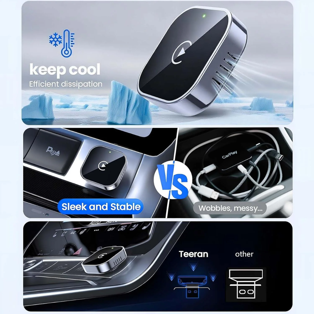 Muvit Wireless CarPlay Adapter for iPhone – Plug & Play Mini USB/USB-C Dongle | 5.8GHz Wi-Fi | Bluetooth 5.3
