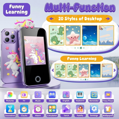 Kids Smart Phone for Girls & Boys (Purple) – 2.8" Touchscreen Toy Phone with Dual Camera, Games & Learning Features