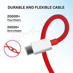 Muvit 80W USB A to Type-C Fast Charging Cable Pack of 2 – Charge Cable for OnePlus (Red)