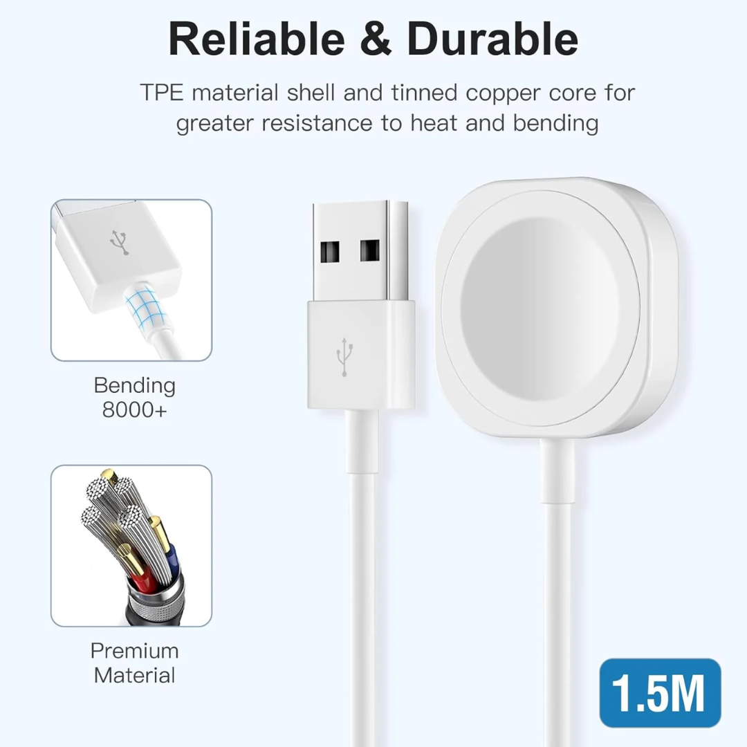 Muvit Magnetic USB Charger Cable for iOS Smartwatch 1m White – Fast Wireless Magnetic Charging Cable