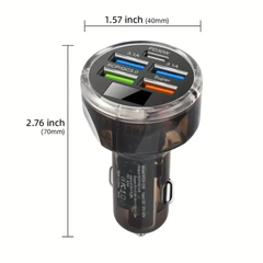 Muvit 65W Fast Car Charger 5-Port (4 USB + 1 Type-C) | PD 30W & QC 3.0 Multi Port Car Charger