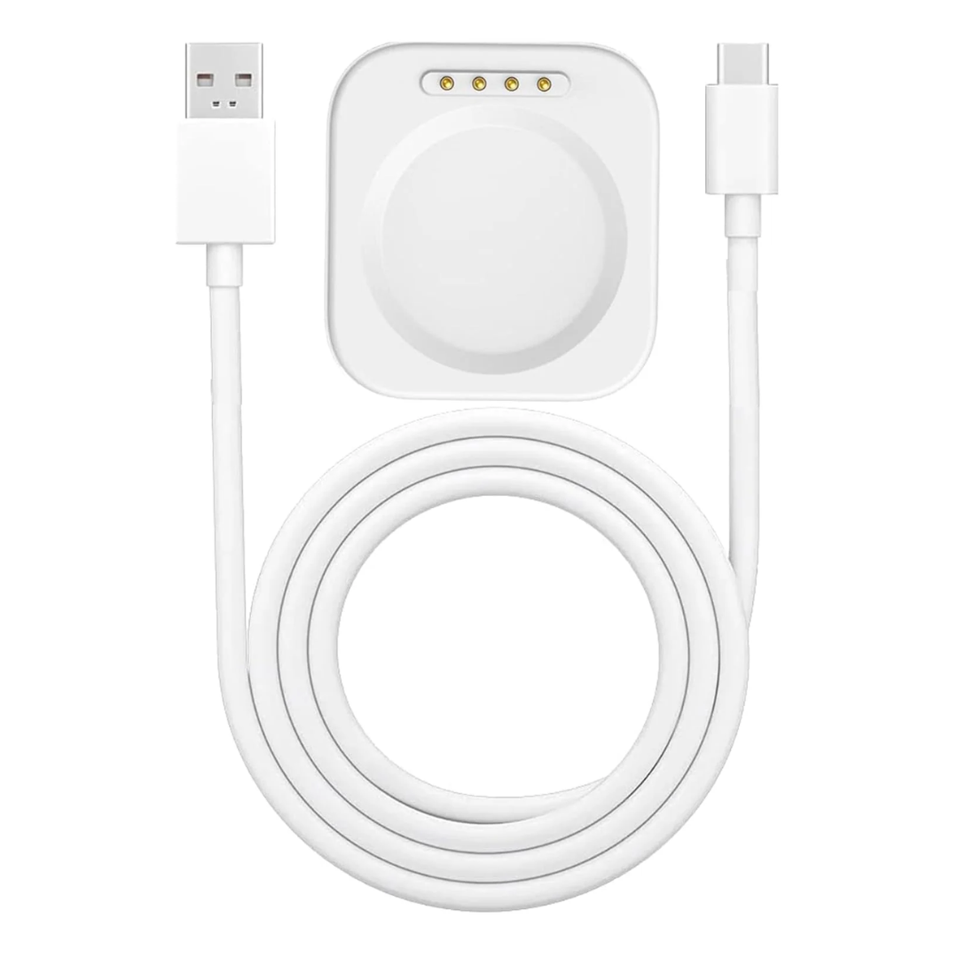 Muvit Smartwatch Magnetic Fast Charger for OnePlus Watch 2 / 2R (White) | USB Charging Cable Dock with Magnetic Alignment