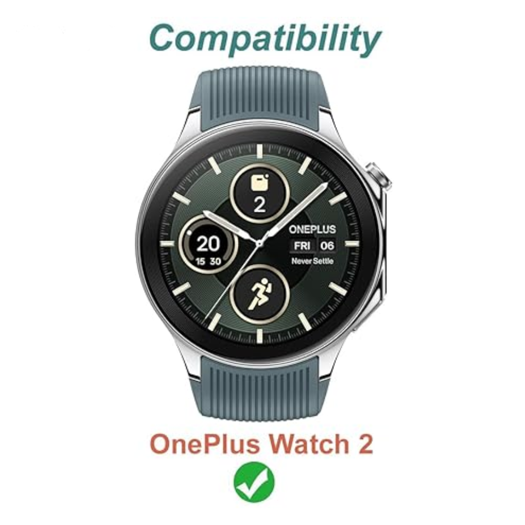 Muvit Smartwatch Magnetic Fast Charger for OnePlus Watch 2 / 2R (White) | USB Charging Cable Dock with Magnetic Alignment