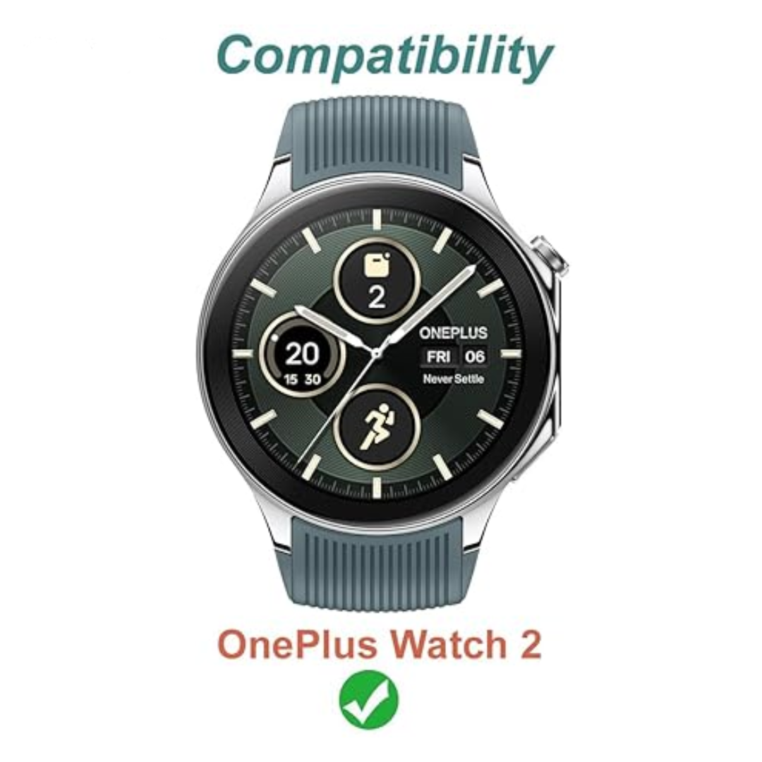 Muvit Smartwatch Magnetic Fast Charger for OnePlus Watch 2 / 2R (White) | USB Charging Cable Dock with Magnetic Alignment