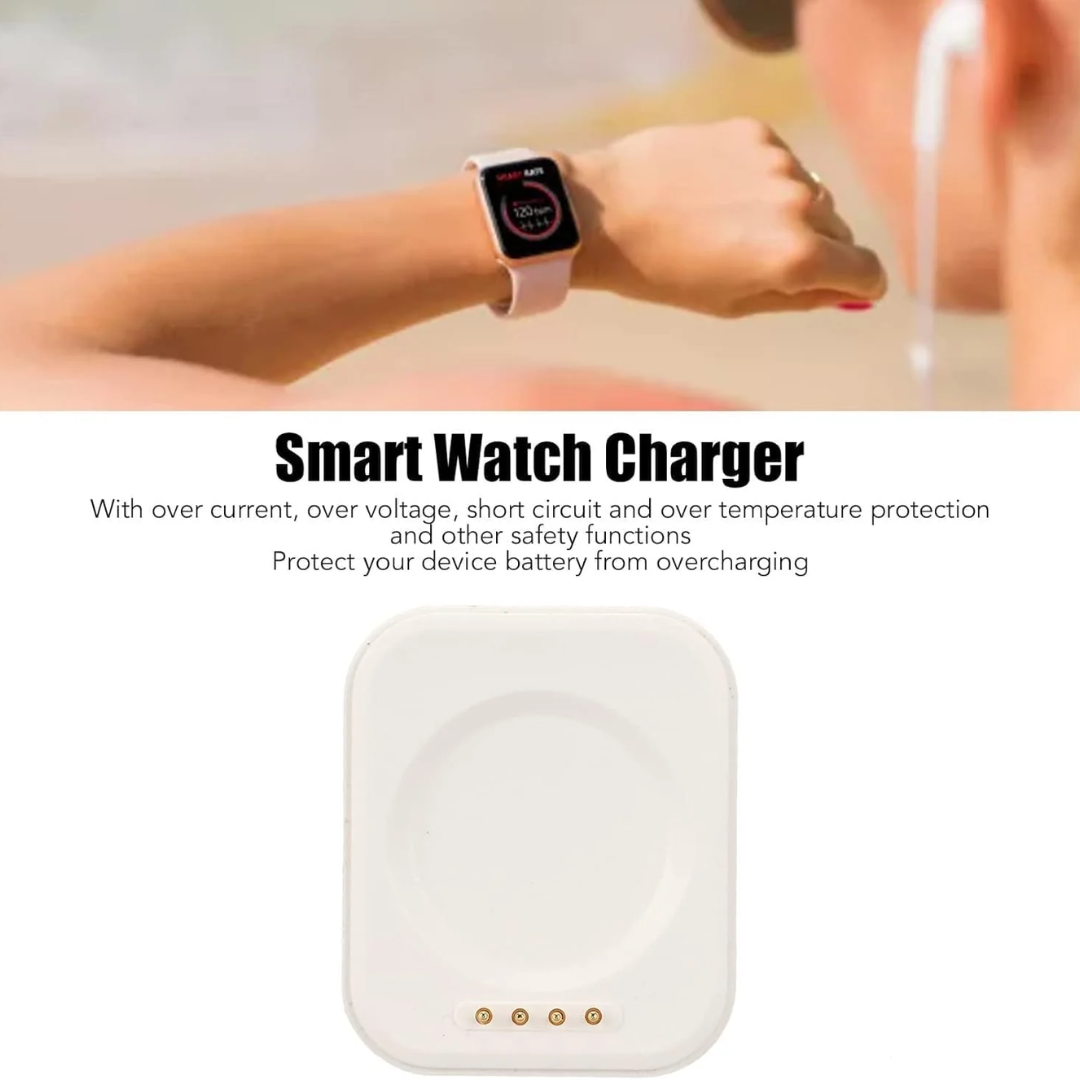 Muvit Smartwatch Magnetic Fast Charger for OnePlus Watch 2 / 2R (White) | USB Charging Cable Dock with Magnetic Alignment