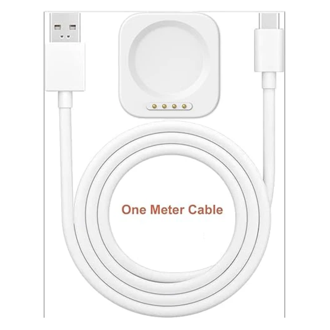 Muvit Smartwatch Magnetic Fast Charger for OnePlus Watch 2 / 2R (White) | USB Charging Cable Dock with Magnetic Alignment
