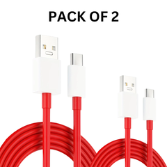 Muvit 80W USB A to Type-C Fast Charging Cable Pack of 2 – Charge Cable for OnePlus (Red)