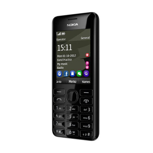 Nokia 206 Dual SIM Keypad Phone | 1.3MP Camera, FM Radio, Long Battery, Expandable Memory imported (Black)