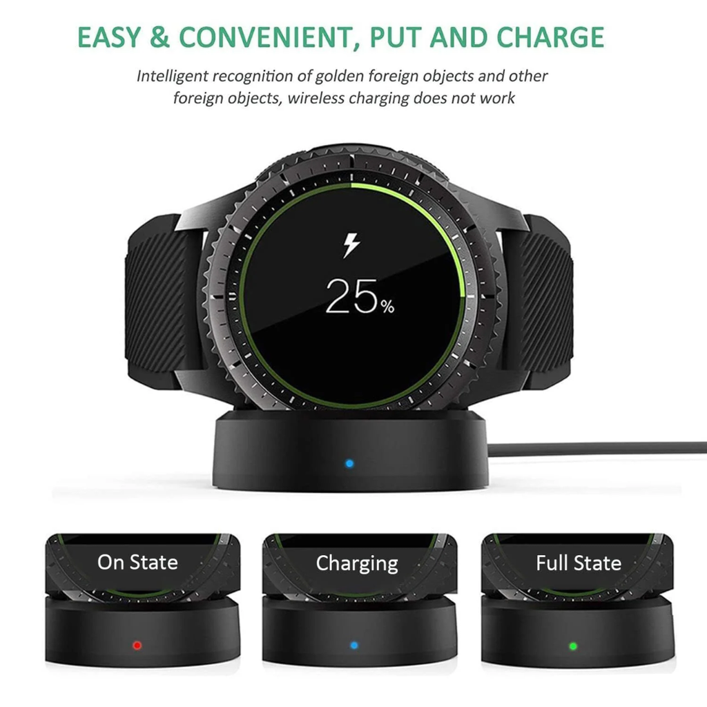 Muvit Watch Charger Compatible with Samsung Smartwatch S2/S3/S4 Charging Dock Galaxy Sport Smart Watch Accessories with USB Charging Cable