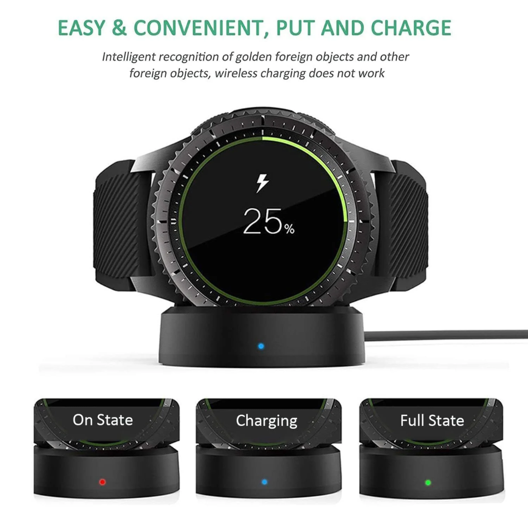 Muvit Watch Charger Compatible with Samsung Smartwatch S2/S3/S4 Charging Dock Galaxy Sport Smart Watch Accessories with USB Charging Cable