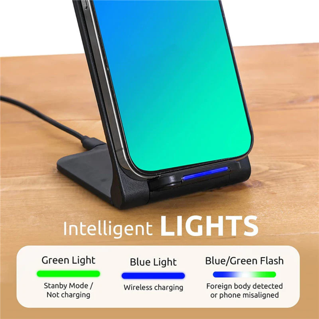Muvit 15W Fast Wireless Charger Foldable Stand – Dual Device Charging | Qi Certified