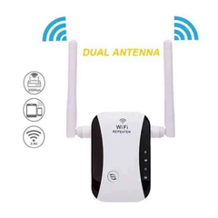Muvit WiFi Range Extender 300Mbps Dual Antenna Signal Booster – 2.4GHz Repeater with Ethernet Port & WPS