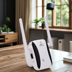 Muvit WiFi Range Extender 300Mbps Dual Antenna Signal Booster – 2.4GHz Repeater with Ethernet Port & WPS
