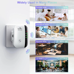 Muvit WiFi Range Extender 300Mbps Signal Booster Single Band – 2.4GHz Repeater with LAN Port & WPS