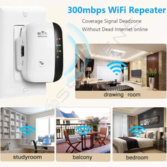 Muvit WiFi Range Extender 300Mbps Signal Booster Single Band – 2.4GHz Repeater with LAN Port & WPS