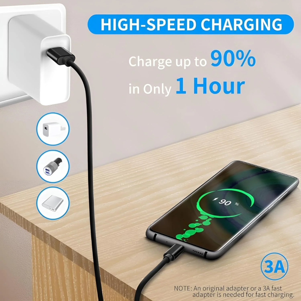 Muvit 60W Fast Type-C to Type-C Charger Cable 3A PD – High-Speed USB-C Charging & Data Cable for Samsung & Type-C Devices