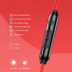 Muvit USB Type-C Wired Earphones with Mic & Noise Isolation | Stereo Headphones  (Red)