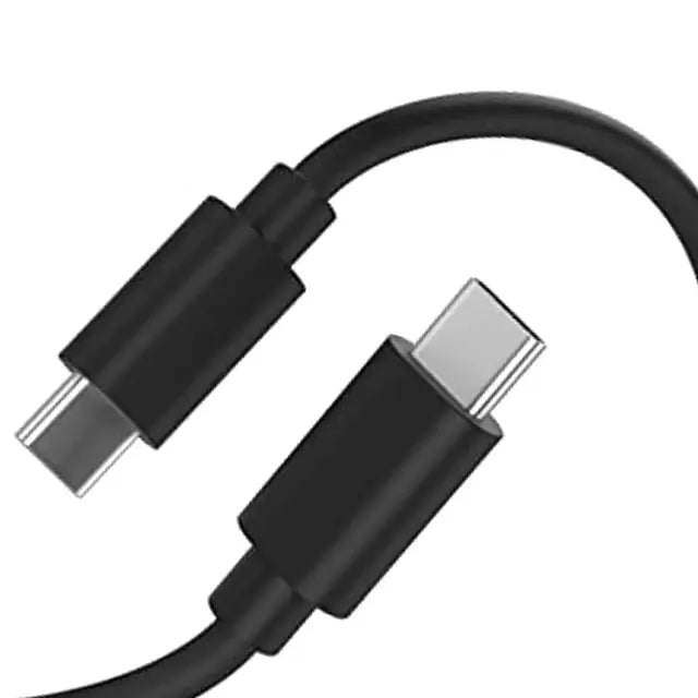This image showcases a black Type-C to Type-C charging cable with a flexible design. The durable connectors ensure fast charging and high-speed data transfer for various compatible devices.